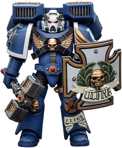 PIBONUS JOYTOY Warhammer 40K 1/18 Actionfigur Vanguard Veteran mit Donnerhammer und Sturmschild Krieger Freude Spielzeug Sammlung Modell Geschenk 12,2 cm von PIBONUS