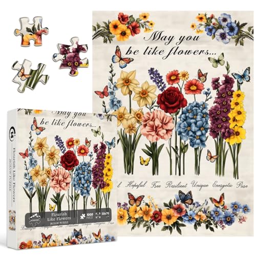 Blumen 1000 Teile Puzzles für Erwachsene, PICKFORU Vintage Pflanze Blumen Puzzle Schmetterling, Herausfordernd Hart, Einzigartige Inspirierende Zitate Thema als Wanddekoration Blumen 1000 Teile Puzzles für Erwachsene, PICKFORU Vintage Pflanze Blumen Puzzle Schmetterling, Herausfordernd Hart, Einzigartige Inspirierende Zitate Thema als Wanddekoration von PICKFORU