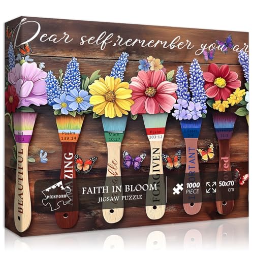 Blumen-Puzzles für Erwachsene, 1000 Teile, christliche religiöse Bibel, Wildblume, Sonnenblumen-Thema, Schmetterling, Blumen, katholische Schrift, inspirierendes Puzzle, herausfordernd Blumen-Puzzles für Erwachsene, 1000 Teile, christliche religiöse Bibel, Wildblume, Sonnenblumen-Thema, Schmetterling, Blumen, katholische Schrift, inspirierendes Puzzle, herausfordernd von PICKFORU