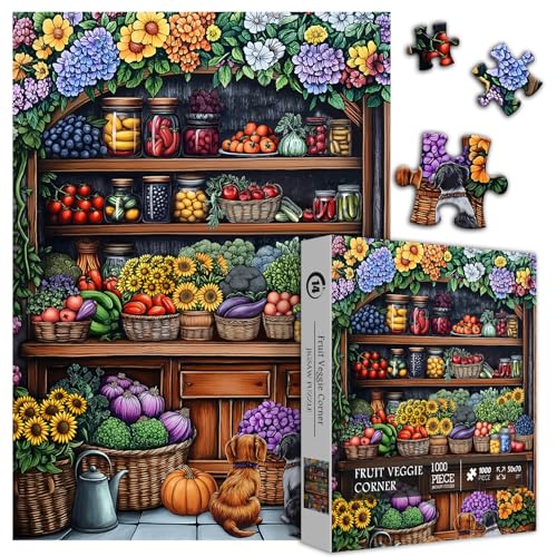 Blumenpuzzles für Erwachsene, 1000 Teile, bunte Gemüse- und Obst-Puzzles, Sonnenblumen-Grünpflanzen-Puzzle, Hunde, unmöglich, schwer, schwierig, herausfordernde Puzzles für Erwachsene von PICKFORU
