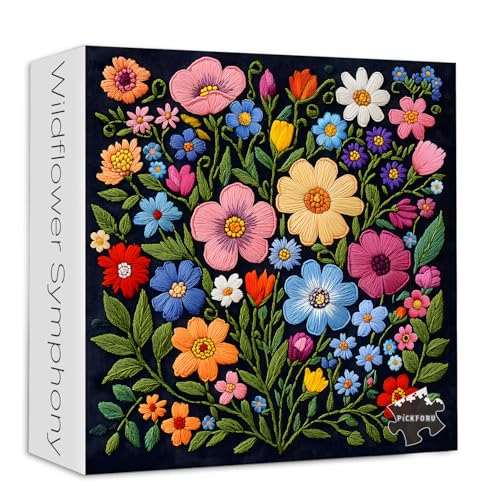 Bunte Blumen-Puzzles, 1000 Teile, PICKFORU Frühlings-Wildblumen-Puzzle, Stickerei, schwieriges Natur-Garten-Pflanzen-Thema, herausfordernd für Erwachsene Bunte Blumen-Puzzles, 1000 Teile, PICKFORU Frühlings-Wildblumen-Puzzle, Stickerei, schwieriges Natur-Garten-Pflanzen-Thema, herausfordernd für Erwachsene von PICKFORU