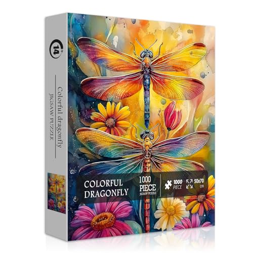 Bunte Libellen-Puzzles für Erwachsene, 1000 Teile, Tier-Regenbogen-Blumen-Insekten-Thema, schöner floraler Farbverlauf, herausfordernde Puzzles Bunte Libellen-Puzzles für Erwachsene, 1000 Teile, Tier-Regenbogen-Blumen-Insekten-Thema, schöner floraler Farbverlauf, herausfordernde Puzzles von PICKFORU