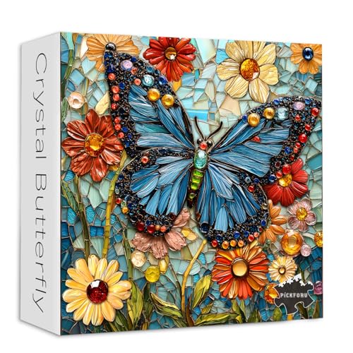 Bunte Schmetterlingspuzzles für Erwachsene, 1000 Teile, Kristall, PICKFORU Blumenpuzzles für Erwachsene, Buntglas, herausfordernde Tiere, Puzzle, Garten, Wildblume als Wanddekoration Bunte Schmetterlingspuzzles für Erwachsene, 1000 Teile, Kristall, PICKFORU Blumenpuzzles für Erwachsene, Buntglas, herausfordernde Tiere, Puzzle, Garten, Wildblume als Wanddekoration von PICKFORU