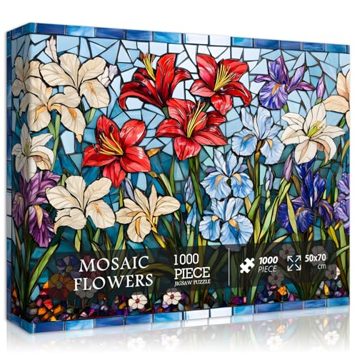 Buntglas-Blumenpuzzle für Erwachsene, Mosaik Iris Floral Art Puzzle 1000 Teile, Natur Garten Puzzle, Herausforderung Schwierig Unmöglich Hartes Puzzle Buntglas-Blumenpuzzle für Erwachsene, Mosaik Iris Floral Art Puzzle 1000 Teile, Natur Garten Puzzle, Herausforderung Schwierig Unmöglich Hartes Puzzle von PICKFORU