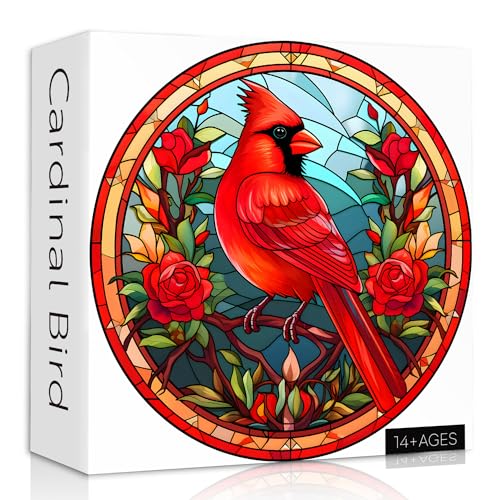 Buntglas-Puzzle, Vogel-Puzzles für Erwachsene, 1000 Teile, rundes Kardinalvogel-Blumen-Puzzle, unmöglich, harte Herausforderung für Erwachsene, buntes Buntglas-Puzzle als Wandkunst-Dekor Buntglas-Puzzle, Vogel-Puzzles für Erwachsene, 1000 Teile, rundes Kardinalvogel-Blumen-Puzzle, unmöglich, harte Herausforderung für Erwachsene, buntes Buntglas-Puzzle als Wandkunst-Dekor von PICKFORU