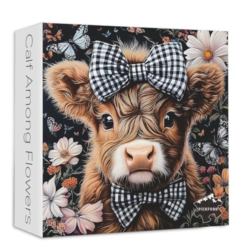 Hochlandkuh Puzzle für Erwachsene, PICKFORU Vintage Blumentiere Puzzles 1000 Teile Niedliches Rind, unmöglich Schwieriges Blumengarten-Thema als Wanddekoration Hochlandkuh Puzzle für Erwachsene, PICKFORU Vintage Blumentiere Puzzles 1000 Teile Niedliches Rind, unmöglich Schwieriges Blumengarten-Thema als Wanddekoration von PICKFORU