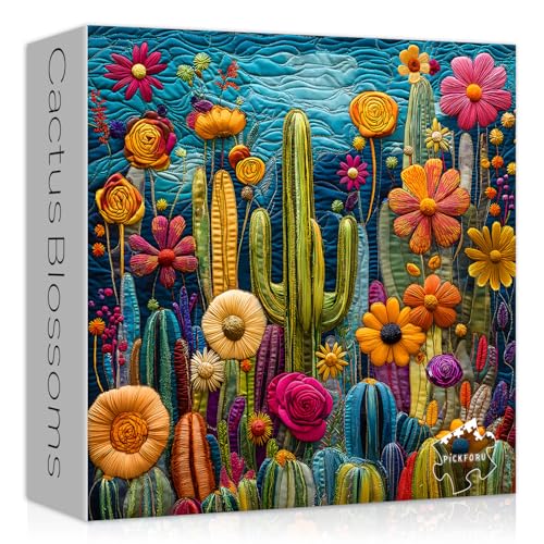 Kaktus-Puzzles für Erwachsene, 1000 Teile, einzigartige Sukkulenten-Puzzle-Kunst, Kaktusblumen-Gartenpuzzle, bunt, unmögliche Herausforderung, Puzzle für Erwachsene Kaktus-Puzzles für Erwachsene, 1000 Teile, einzigartige Sukkulenten-Puzzle-Kunst, Kaktusblumen-Gartenpuzzle, bunt, unmögliche Herausforderung, Puzzle für Erwachsene von PICKFORU