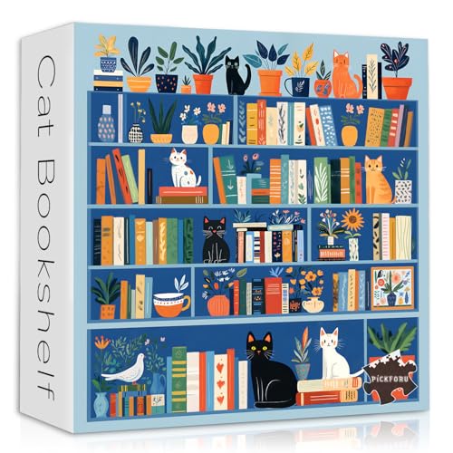 Katzen-Bücherregal Puzzle für Erwachsene 1000 Teile, Kitty Buch Puzzle Pflanze, Blumenkätzchen Thema, Katze Herausfordernde Jigsaw Puzzle Botanical Katzen-Bücherregal Puzzle für Erwachsene 1000 Teile, Kitty Buch Puzzle Pflanze, Blumenkätzchen Thema, Katze Herausfordernde Jigsaw Puzzle Botanical von PICKFORU