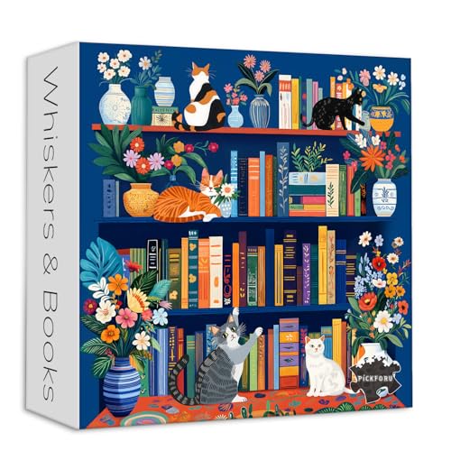 Katzenbuchpuzzles für Erwachsene 1000 Teile, PICKFORU Wildblumenseiten Puzzle, Bücherregal, Bibliothek, unmögliche harte Blumenvasen-Thema für Buchliebhaber Katzenbuchpuzzles für Erwachsene 1000 Teile, PICKFORU Wildblumenseiten Puzzle, Bücherregal, Bibliothek, unmögliche harte Blumenvasen-Thema für Buchliebhaber von PICKFORU