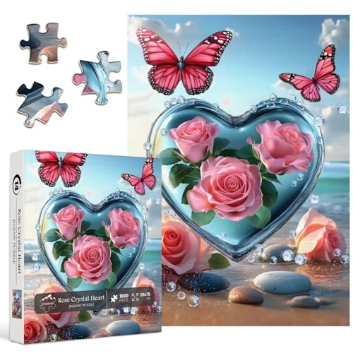Kristallherz Puzzles für Erwachsene 1000 Teile, PICKFORU Sommer Strand Blumenpuzzles für Erwachsene Schmetterling, unmögliche Rosenliebe Thema als Wanddekoration Kristallherz Puzzles für Erwachsene 1000 Teile, PICKFORU Sommer Strand Blumenpuzzles für Erwachsene Schmetterling, unmögliche Rosenliebe Thema als Wanddekoration von PICKFORU