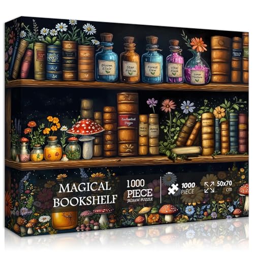 Magic Bookshelf Puzzles for Adults 1000 Pieces Vintage Book Wildflower Pages Jigsaw Puzzle 1000 Pieces Plant Floral Potion Mushroom Puzzle, Retro Challenging Hard Puzzle for Book Lovers Magic Bookshelf Puzzles for Adults 1000 Pieces Vintage Book Wildflower Pages Jigsaw Puzzle 1000 Pieces Plant Floral Potion Mushroom Puzzle, Retro Challenging Hard Puzzle for Book Lovers von PICKFORU