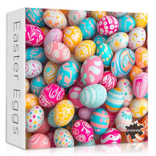 Ostereier-Puzzles für Erwachsene, 1000 Teile, PICKFORU Oster-Puzzle, bunte Kunst, herausfordernde Puzzles, schwierige, harte unmögliche Puzzles für Erwachsene von PICKFORU