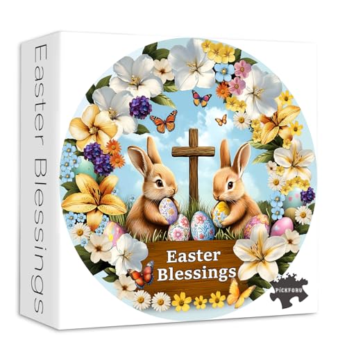 Osterpuzzles für Erwachsene 1000 Teile, PICKFORU Blumenhase Puzzles, Kreuz Ostereier Puzzles, Rundes Frühlingsblumenpuzzle für Pflanzenliebhaber Osterpuzzles für Erwachsene 1000 Teile, PICKFORU Blumenhase Puzzles, Kreuz Ostereier Puzzles, Rundes Frühlingsblumenpuzzle für Pflanzenliebhaber von PICKFORU