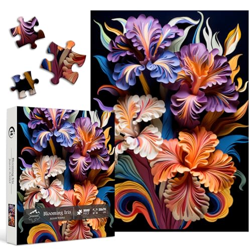 PICKFORU 1000-teiliges Blumenpuzzle für Erwachsene, Quilling-Papier-Kunst-Iris-Puzzle, Farbpapier-Frühlingsblumen-Puzzle, einzigartige Pflanze als Wanddekoration PICKFORU 1000-teiliges Blumenpuzzle für Erwachsene, Quilling-Papier-Kunst-Iris-Puzzle, Farbpapier-Frühlingsblumen-Puzzle, einzigartige Pflanze als Wanddekoration von PICKFORU