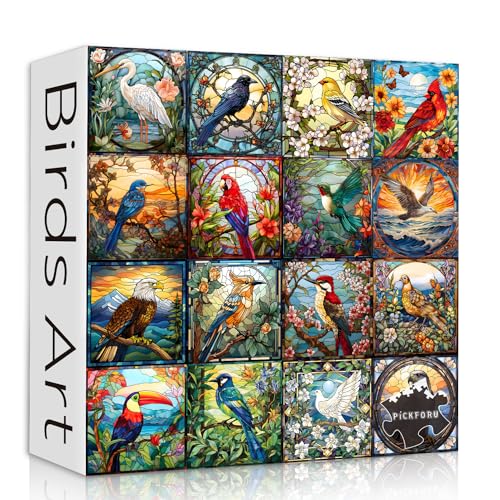 PICKFORU Buntglas-Puzzles für Erwachsene 1000 Teile, Vogelpuzzles für Erwachsene, Blume mit Kardinalvogel, Papagei, Kolibri, unmögliche harte Herausforderung Puzzles für Erwachsene PICKFORU Buntglas-Puzzles für Erwachsene 1000 Teile, Vogelpuzzles für Erwachsene, Blume mit Kardinalvogel, Papagei, Kolibri, unmögliche harte Herausforderung Puzzles für Erwachsene von PICKFORU