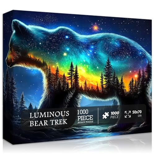 PICKFORU Fantasy Bär Puzzles für Erwachsene 1000 Teile, Magic Animal Wildlife Bär Puzzles, Wald Sternennacht Landschaft Landschaft Puzzles, Herausfordernd für Erwachsene PICKFORU Fantasy Bär Puzzles für Erwachsene 1000 Teile, Magic Animal Wildlife Bär Puzzles, Wald Sternennacht Landschaft Landschaft Puzzles, Herausfordernd für Erwachsene von PICKFORU