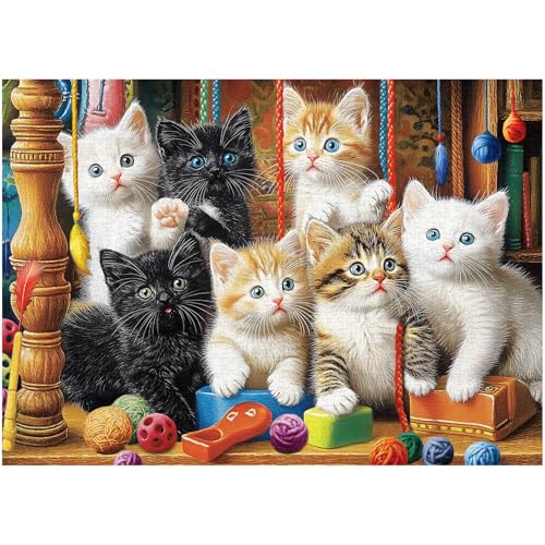 PICKFORU Katze 1000 Teile Puzzle für Erwachsene, Vintage Lustiges Kätzchen Tier Puzzle, Herausforderndes schwieriges Retro-Thema als Wohnkultur PICKFORU Katze 1000 Teile Puzzle für Erwachsene, Vintage Lustiges Kätzchen Tier Puzzle, Herausforderndes schwieriges Retro-Thema als Wohnkultur von PICKFORU
