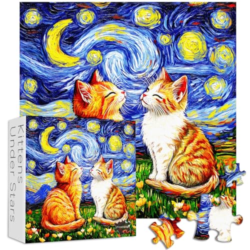 PICKFORU Katzen-Puzzles für Erwachsene, 1000 Teile, buntes Tier-Puzzle, Ölgemälde, unmögliches Sternenhimmel, Puzzle als Heimdekoration PICKFORU Katzen-Puzzles für Erwachsene, 1000 Teile, buntes Tier-Puzzle, Ölgemälde, unmögliches Sternenhimmel, Puzzle als Heimdekoration von PICKFORU