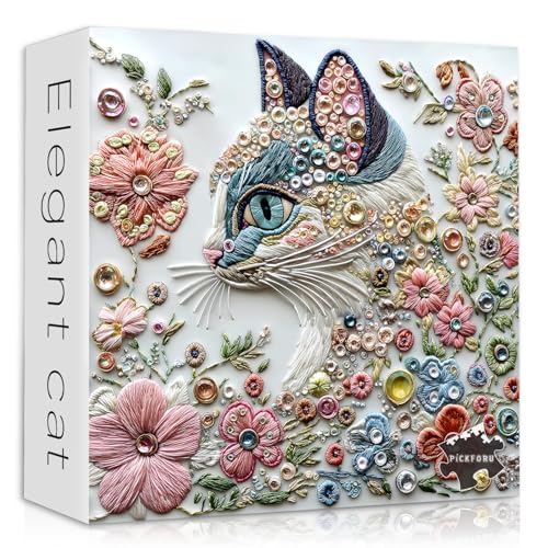 PICKFORU Katzenpuzzle für Erwachsene, 1000 Teile, Kätzchen-Blumen-Puzzle, einzigartige Kunst, Schönheit, Tier, Kätzchen, Katze, Puzzle, bunt, ästhetisch, unmöglich, schwierig PICKFORU Katzenpuzzle für Erwachsene, 1000 Teile, Kätzchen-Blumen-Puzzle, einzigartige Kunst, Schönheit, Tier, Kätzchen, Katze, Puzzle, bunt, ästhetisch, unmöglich, schwierig von PICKFORU