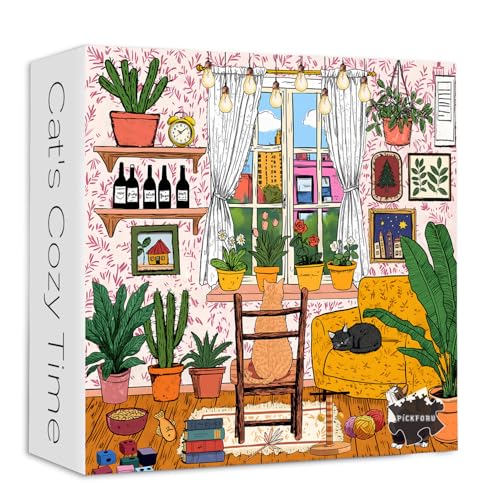 PICKFORU Katzenpuzzle für Erwachsene, 1000 Teile, buntes Pflanzen-Puzzle, 1000 Teile, lustige Tiere, herausforderndes schwieriges Wohnzimmer-Kunst-Puzzle als Wanddekoration für Zuhause PICKFORU Katzenpuzzle für Erwachsene, 1000 Teile, buntes Pflanzen-Puzzle, 1000 Teile, lustige Tiere, herausforderndes schwieriges Wohnzimmer-Kunst-Puzzle als Wanddekoration für Zuhause von PICKFORU