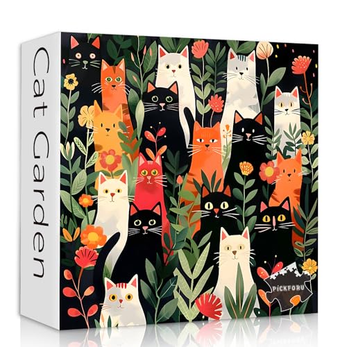 PICKFORU Katzenpuzzles für Erwachsene, 1000 Teile, buntes Kätzchen-Blumen-Puzzle, Garten, lustige Katzen-Puzzle, herausfordernde Puzzles für Erwachsene PICKFORU Katzenpuzzles für Erwachsene, 1000 Teile, buntes Kätzchen-Blumen-Puzzle, Garten, lustige Katzen-Puzzle, herausfordernde Puzzles für Erwachsene von PICKFORU