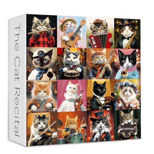 PICKFORU Katzenpuzzles für Erwachsene 1000 Teile, Lustige Tiere Musikpuzzles für Erwachsene Gitarre Klavier, Vintage Herausfordernde Kätzchen Puzzle als Hausdekor PICKFORU Katzenpuzzles für Erwachsene 1000 Teile, Lustige Tiere Musikpuzzles für Erwachsene Gitarre Klavier, Vintage Herausfordernde Kätzchen Puzzle als Hausdekor von PICKFORU