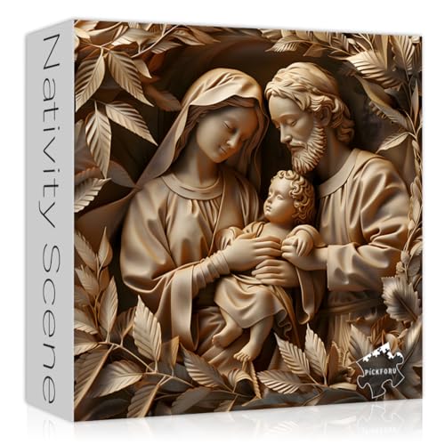 PICKFORU Krippen-Puzzles für Erwachsene, 1000 Teile, christliches Jesus-Puzzle, Weihnachtskrippe, einzigartige religiöse Puzzle, Kunst, hart, unmöglich, herausfordernde Puzzles PICKFORU Krippen-Puzzles für Erwachsene, 1000 Teile, christliches Jesus-Puzzle, Weihnachtskrippe, einzigartige religiöse Puzzle, Kunst, hart, unmöglich, herausfordernde Puzzles von PICKFORU