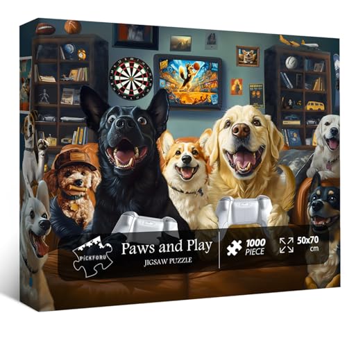 PICKFORU Lustiger Hund 1000 Teile Puzzle für Erwachsene, Vintage Welpen Jigsaw Puzzles 1000 Teile Hund Spielen Spiele, Interessante Tier Puzzle Spiele für Erwachsene PICKFORU Lustiger Hund 1000 Teile Puzzle für Erwachsene, Vintage Welpen Jigsaw Puzzles 1000 Teile Hund Spielen Spiele, Interessante Tier Puzzle Spiele für Erwachsene von PICKFORU
