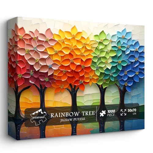 PICKFORU Regenbogen-Baum-Puzzles für Erwachsene, buntes Keramik-Mosaik-Kunst-Blumen-Puzzle, harte anspruchsvolle Pflanze, Porzellan-Thema als Hausdekoration, 1000 Teile PICKFORU Regenbogen-Baum-Puzzles für Erwachsene, buntes Keramik-Mosaik-Kunst-Blumen-Puzzle, harte anspruchsvolle Pflanze, Porzellan-Thema als Hausdekoration, 1000 Teile von PICKFORU