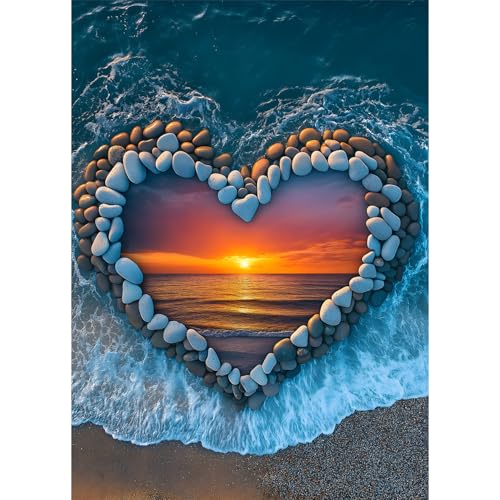 PICKFORU Strandpuzzles für Erwachsene, 1000 Teile, Ozeanherz, bunt, Sonnenuntergang, Puzzle, malerische Landschaft, Sommer-Marine-Liebe-Thema PICKFORU Strandpuzzles für Erwachsene, 1000 Teile, Ozeanherz, bunt, Sonnenuntergang, Puzzle, malerische Landschaft, Sommer-Marine-Liebe-Thema von PICKFORU