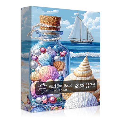 PICKFORU Strandpuzzles für Erwachsene, 1000 Teile, Ozeanmuschel-Puzzle, bunte Sommer-Segelboot-Herausforderung für Erwachsene PICKFORU Strandpuzzles für Erwachsene, 1000 Teile, Ozeanmuschel-Puzzle, bunte Sommer-Segelboot-Herausforderung für Erwachsene von PICKFORU
