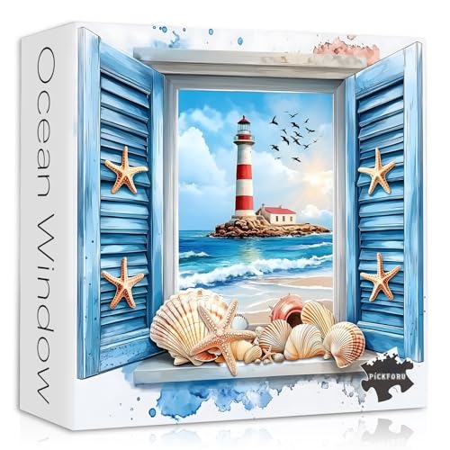 PICKFORU Strandpuzzles für Erwachsene 1000 Teile, 3D Fensterkunst Leuchtturm Puzzles Muschel, Einzigartige Ozean Jigsaw Puzzles 1000 Teile Malen, Natur Herausforderung für Erwachsene PICKFORU Strandpuzzles für Erwachsene 1000 Teile, 3D Fensterkunst Leuchtturm Puzzles Muschel, Einzigartige Ozean Jigsaw Puzzles 1000 Teile Malen, Natur Herausforderung für Erwachsene von PICKFORU