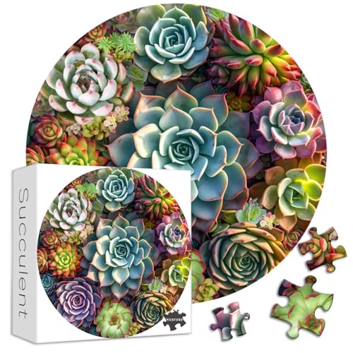 PICKFORU Sukkulenten Puzzles für Erwachsene, Runde Blume 1000 Teile, Vintage-inspired Puzzle als Wanddekoration ab 16 Jahren PICKFORU Sukkulenten Puzzles für Erwachsene, Runde Blume 1000 Teile, Vintage-inspired Puzzle als Wanddekoration ab 16 Jahren von PICKFORU