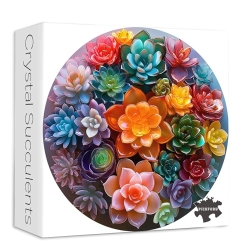 PICKFORU Sukkulenten-Puzzles für Erwachsene, buntes Kristall-Puzzle, 1000 Teile, Blume, runde Pflanzenkunst, 1000-teiliges Puzzle PICKFORU Sukkulenten-Puzzles für Erwachsene, buntes Kristall-Puzzle, 1000 Teile, Blume, runde Pflanzenkunst, 1000-teiliges Puzzle von PICKFORU