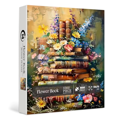 PICKFORU Vintage-Buchpuzzle für Erwachsene, Wildblumenseiten-Puzzle, 1000 Teile, Retro-Pflanzen-Blumen-Puzzle, ästhetisches Buch-Puzzle für Buchliebhaber PICKFORU Vintage-Buchpuzzle für Erwachsene, Wildblumenseiten-Puzzle, 1000 Teile, Retro-Pflanzen-Blumen-Puzzle, ästhetisches Buch-Puzzle für Buchliebhaber von PICKFORU