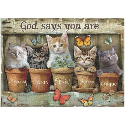 PICKFORU Vintage-Katzen-Puzzles für Erwachsene, 1000 Teile, religiöse Retro-Puzzles für Erwachsene, Schmetterlings-Blume, schwierige Tier-Puzzles als Heimdekoration PICKFORU Vintage-Katzen-Puzzles für Erwachsene, 1000 Teile, religiöse Retro-Puzzles für Erwachsene, Schmetterlings-Blume, schwierige Tier-Puzzles als Heimdekoration von PICKFORU