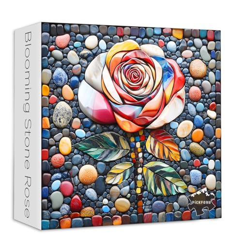 PICKFORU Vintage-Rosen-Blumen-Puzzles für Erwachsene, bunte Steine, Kunst-Puzzle, Farbverlauf, Blumen, anspruchsvolles schwieriges Kopfsteinpflaster-Thema als Hausdekoration PICKFORU Vintage-Rosen-Blumen-Puzzles für Erwachsene, bunte Steine, Kunst-Puzzle, Farbverlauf, Blumen, anspruchsvolles schwieriges Kopfsteinpflaster-Thema als Hausdekoration von PICKFORU