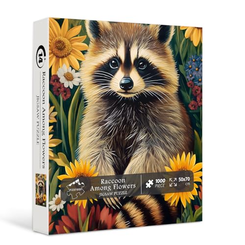 PICKFORU Waschbär Puzzles für Erwachsene 1000 Teile Niedliche Tiere Jigsaw Puzzles Vintage Blumen Einzigartige Unmögliche Retro Sonnenblume Natur Thema als Wohnkultur PICKFORU Waschbär Puzzles für Erwachsene 1000 Teile Niedliche Tiere Jigsaw Puzzles Vintage Blumen Einzigartige Unmögliche Retro Sonnenblume Natur Thema als Wohnkultur von PICKFORU