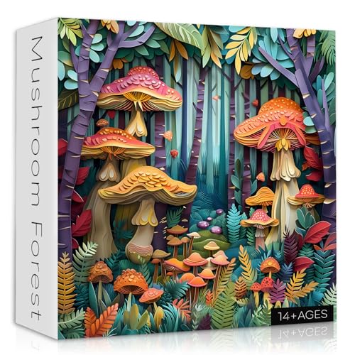 Pilz-Puzzle für Erwachsene, 1000 Teile, buntes magisches Puzzle, Pilze mit Blumen, Kunst, herausforderndes Puzzle für Erwachsene von PICKFORU
