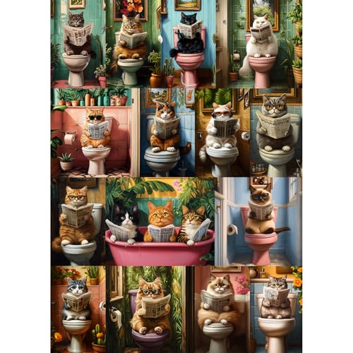 Vintage-Katzen-Puzzles für Erwachsene, 1000 Teile, Tier-Kitty-Puzzle-Thema, buntes lustiges Buch, Kätzchen-Puzzle, Collage, Herausforderung für Erwachsene Vintage-Katzen-Puzzles für Erwachsene, 1000 Teile, Tier-Kitty-Puzzle-Thema, buntes lustiges Buch, Kätzchen-Puzzle, Collage, Herausforderung für Erwachsene von PICKFORU