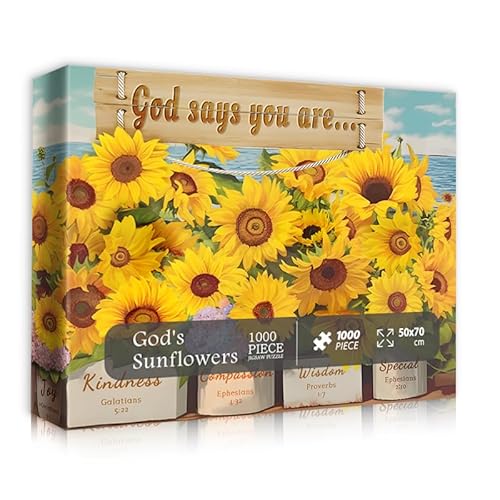 Sonnenblumen-Puzzles für Erwachsene, 1000 Teile, christliche religiöse Bibel-Blumenpuzzles, inspirierende christliche katholische Puzzles Schrift Sonnenblumen-Puzzles für Erwachsene, 1000 Teile, christliche religiöse Bibel-Blumenpuzzles, inspirierende christliche katholische Puzzles Schrift von PICKFORU