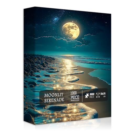 Strandpuzzle für Erwachsene, Ozean, Mond, Naturkunst-Puzzle, 1000 Teile, buntes magisches Strandlandschaftspuzzle, herausforderndes unmöglich, hartes Puzzle für Erwachsene Strandpuzzle für Erwachsene, Ozean, Mond, Naturkunst-Puzzle, 1000 Teile, buntes magisches Strandlandschaftspuzzle, herausforderndes unmöglich, hartes Puzzle für Erwachsene von PICKFORU