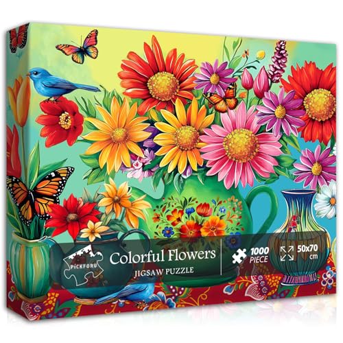Vintage-Blumen-Puzzles für Erwachsene, 1000 Teile, Vogel-Schmetterling-Puzzle, bunte Blumen-Kunst-Puzzles, Frühlingspflanzen-Puzzle, herausfordernd Vintage-Blumen-Puzzles für Erwachsene, 1000 Teile, Vogel-Schmetterling-Puzzle, bunte Blumen-Kunst-Puzzles, Frühlingspflanzen-Puzzle, herausfordernd von PICKFORU