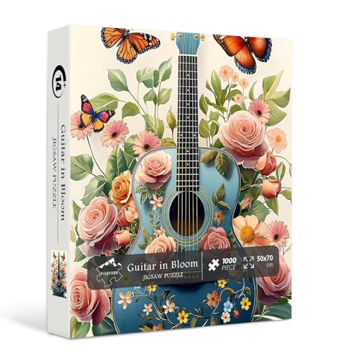 Vintage Gitarre Puzzles für Erwachsene, PICKFORU Blumenpuzzle 1000 Teile, Frühlingsblumengartenpuzzle für Pflanzenliebhaber, hartes schwieriges Musikpuzzle als Kunstdekor Vintage Gitarre Puzzles für Erwachsene, PICKFORU Blumenpuzzle 1000 Teile, Frühlingsblumengartenpuzzle für Pflanzenliebhaber, hartes schwieriges Musikpuzzle als Kunstdekor von PICKFORU