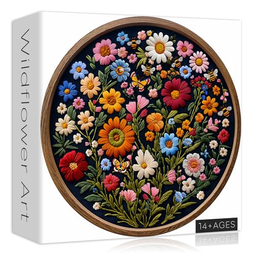 Vintage Wildblume Puzzles für Erwachsene 1000 Teile, Rund Schmetterling Biene Pflanze Puzzle Natur Kunst, Kreis Hübsches Blumengarten Puzzle, Retro Ästhetisches Blumenpuzzle Vintage Wildblume Puzzles für Erwachsene 1000 Teile, Rund Schmetterling Biene Pflanze Puzzle Natur Kunst, Kreis Hübsches Blumengarten Puzzle, Retro Ästhetisches Blumenpuzzle von PICKFORU