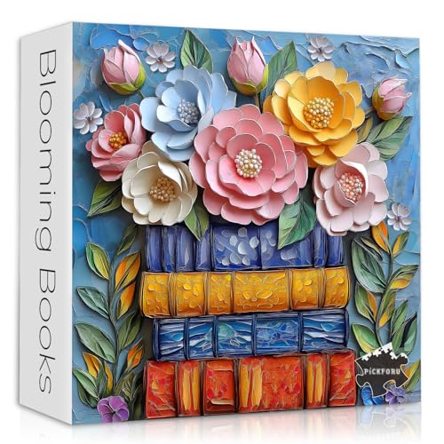 Wildblumen-Bücher-Puzzles für Erwachsene, 1000 Teile, bunte Pflanzen, florale Kunst, blühende Bücher, einzigartige Wildblumenseiten-Puzzle, unmögliche Herausforderung für Erwachsene Wildblumen-Bücher-Puzzles für Erwachsene, 1000 Teile, bunte Pflanzen, florale Kunst, blühende Bücher, einzigartige Wildblumenseiten-Puzzle, unmögliche Herausforderung für Erwachsene von PICKFORU