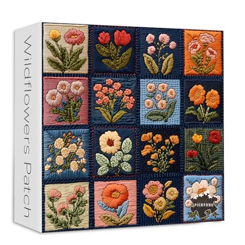 Wildblumen-Patch, 1000 Teile Puzzles für Erwachsene, PICKFORU Vintage Frühling Blumen Pflanze Puzzles Quilten Patchwork Kunst, unmöglich herausforderndes Nähen Stickerei Blumen Thema als Wildblumen-Patch, 1000 Teile Puzzles für Erwachsene, PICKFORU Vintage Frühling Blumen Pflanze Puzzles Quilten Patchwork Kunst, unmöglich herausforderndes Nähen Stickerei Blumen Thema als von PICKFORU
