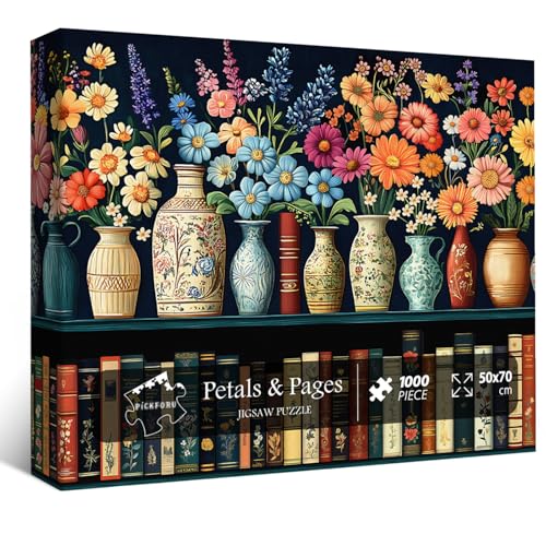 Wildblumen-Puzzles für Erwachsene, 1000 Teile, PICKFORU Vintage Blumenbuchpuzzle, Wildblumenseiten-Puzzle für Buchliebhaber, Blumenkunst-Bücherregal, Bibliothekspuzzle Wildblumen-Puzzles für Erwachsene, 1000 Teile, PICKFORU Vintage Blumenbuchpuzzle, Wildblumenseiten-Puzzle für Buchliebhaber, Blumenkunst-Bücherregal, Bibliothekspuzzle von PICKFORU
