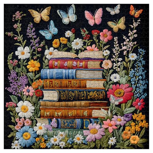 Wildblumen-Puzzles für Erwachsene 1000 Teile, PICKFORU Blumenbuch Blühendes Bücherregal Puzzle, Wildblumenseiten Puzzle, Bibliothek, Stickerei Schmetterling Pflanze Blumenkunst Thema für Buchliebhaber Wildblumen-Puzzles für Erwachsene 1000 Teile, PICKFORU Blumenbuch Blühendes Bücherregal Puzzle, Wildblumenseiten Puzzle, Bibliothek, Stickerei Schmetterling Pflanze Blumenkunst Thema für Buchliebhaber von PICKFORU