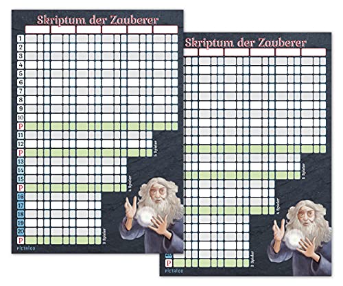 Kartenspiel Block DIN A5 - Skriptum der Zauberer - moderner Ersatzblock mit Updates, gut lesbar und übersichtlich gestaltet, auch für Senioren und Kinder geeignet, Spielblock groß mit 50 Blätter (2X) von PICTALOO